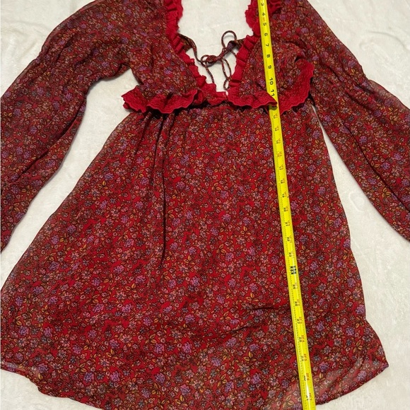 Free People Red Ruffled Backless Babydoll Dress - Picture 5 of 9